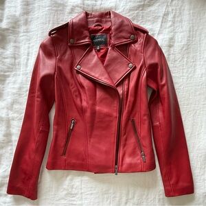Neiman Marcus ✨NWOT✨ Red Leather Jacket, Size XS